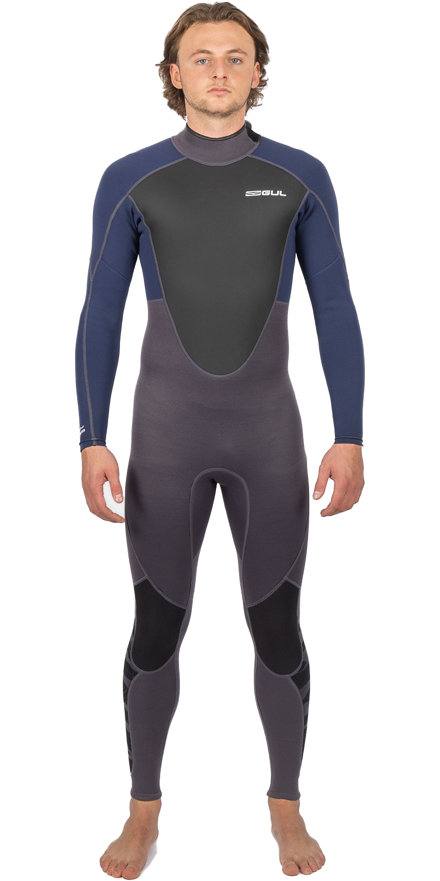 2025 Gul Mens Response 3/2mm Flatlock Back Zip Wetsuit RE1321-C1 - Grey / Navy